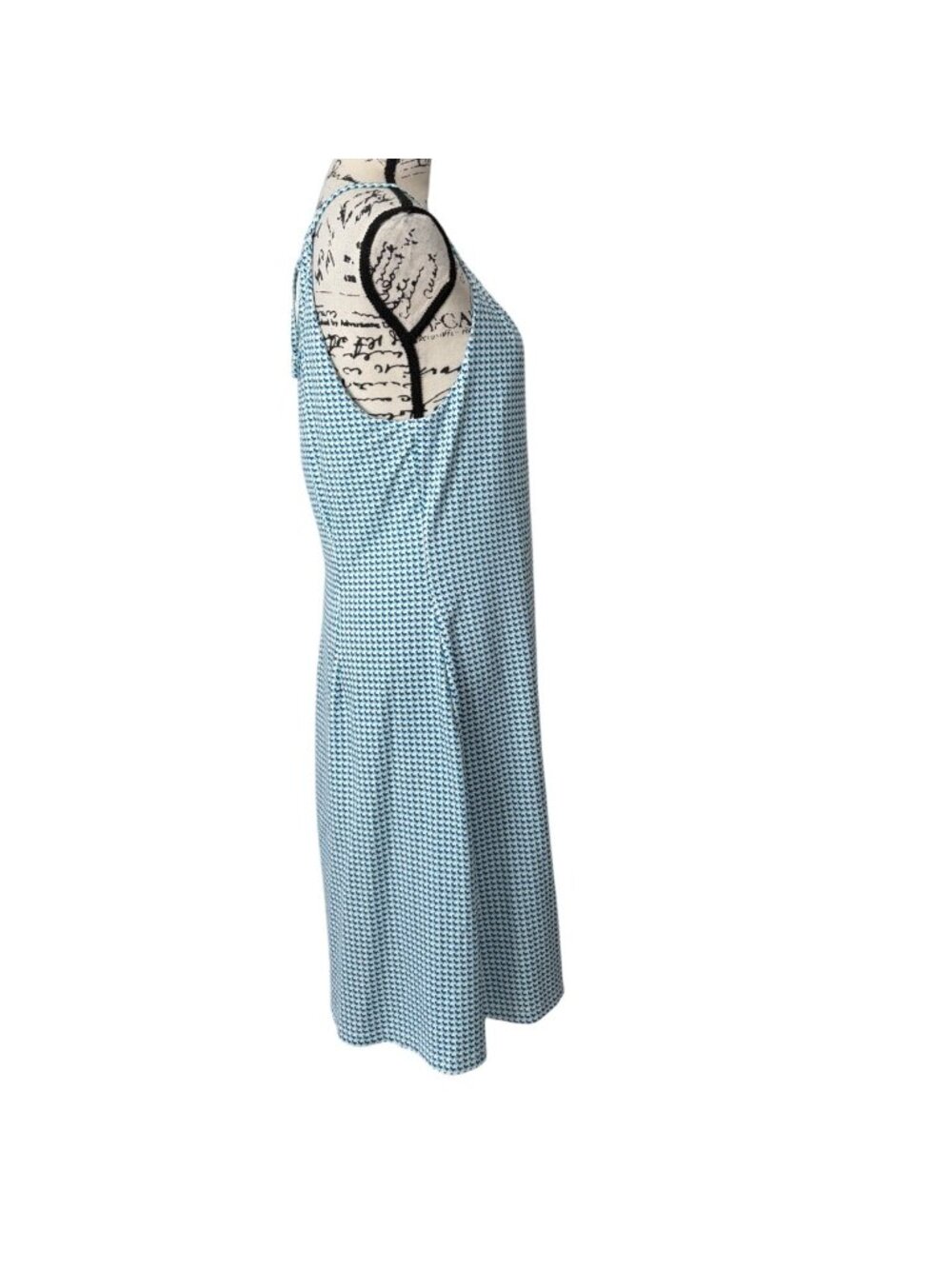 J. McLaughlin Womens Size L Dress Sleeveless Blue White Houndstooth - Picture 2 of 8